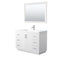 Wyndham Miranda 48" Single Bathroom Vanity In White Matte White Solid Surface In 1.25" Thickness Integrated Sink Brushed Nickel Trims And 46" Mirror WCF292948SWHK1INTM46