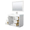 Wyndham Miranda 48" Single Bathroom Vanity In White Matte White Solid Surface In 4" Thickness Integrated Sink Brushed Nickel Trims and 46" Mirror WCF292948SWHK4INTM46