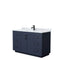 Wyndham Miranda 54" Single Bathroom Vanity In Dark Blue White Carrara Marble Countertop Undermount Square Sink Matte Black Trim WCF292954SBBCMUNSMXX