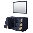 Wyndham Miranda 54" Single Bathroom Vanity In Dark Blue No Countertop No Sink Matte Black Trim 46" Mirror WCF292954SBBCXSXXM46