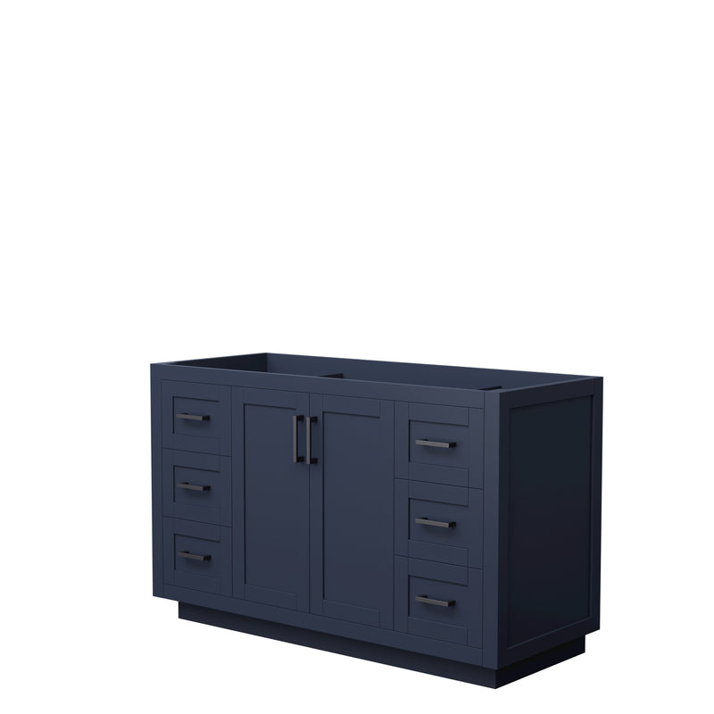 Wyndham Miranda 54" Single Bathroom Vanity In Dark Blue No Countertop No Sink Matte Black Trim WCF292954SBBCXSXXMXX