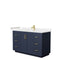 Wyndham Miranda 54" Single Bathroom Vanity In Dark Blue Light-Vein Carrara Cultured Marble Countertop Undermount Square Sink Brushed Gold Trim WCF292954SBLC2UNSMXX