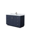 Wyndham Miranda 54" Single Bathroom Vanity In Dark Blue White Carrara Marble Countertop Undermount Square Sink Brushed Nickel Trim WCF292954SBNCMUNSMXX