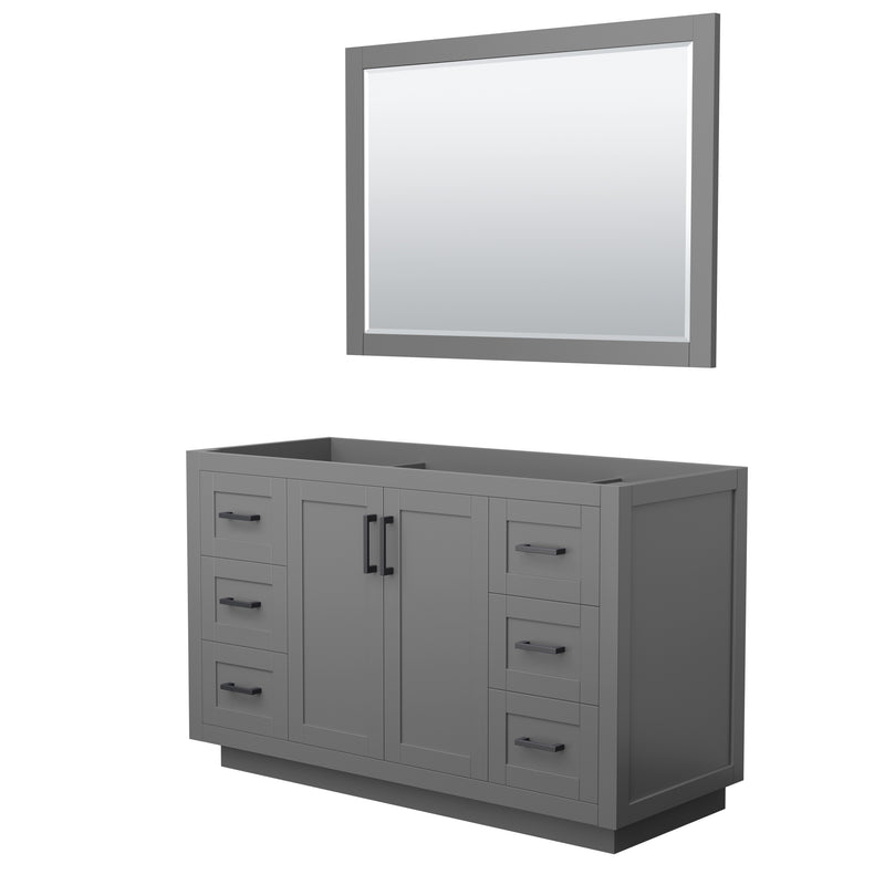 Wyndham Miranda 54" Single Bathroom Vanity In Dark Gray No Countertop No Sink Matte Black Trim 46" Mirror WCF292954SGBCXSXXM46