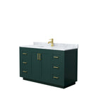 Wyndham Miranda 54" Single Bathroom Vanity In Green White Carrara Marble Countertop Undermount Square Sink Brushed Gold Trim WCF292954SGDCMUNSMXX