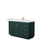 Wyndham Miranda 54" Single Bathroom Vanity In Green White Cultured Marble Countertop Undermount Square Sink Brushed Gold Trim WCF292954SGDWCUNSMXX