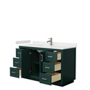 Wyndham Miranda 54" Single Bathroom Vanity In Green Light-Vein Carrara Cultured Marble Countertop Undermount Square Sink Brushed Nickel Trim WCF292954SGEC2UNSMXX