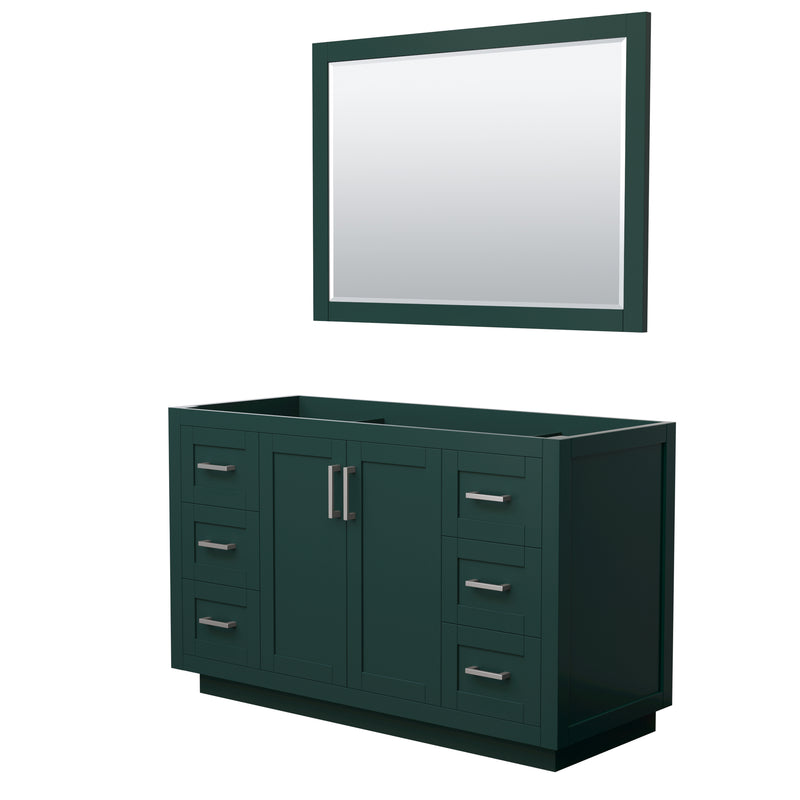 Wyndham Miranda 54" Single Bathroom Vanity In Green No Countertop No Sink Brushed Nickel Trim 46" Mirror WCF292954SGECXSXXM46