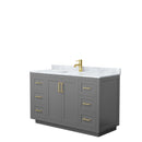 Wyndham Miranda 54" Single Bathroom Vanity In Dark Gray White Carrara Marble Countertop Undermount Square Sink Brushed Gold Trim WCF292954SGGCMUNSMXX