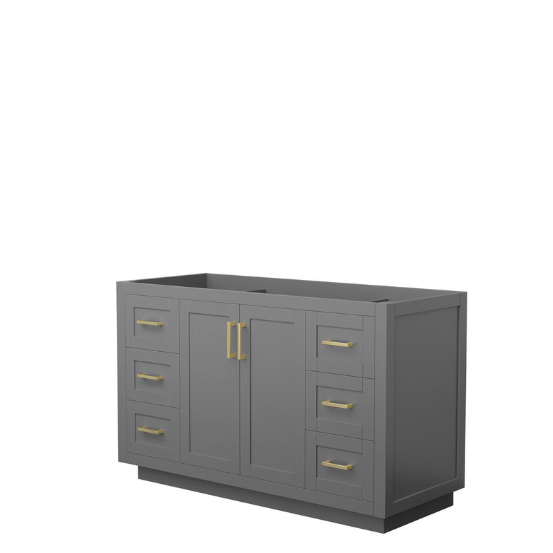 Wyndham Miranda 54" Single Bathroom Vanity In Dark Gray No Countertop No Sink Brushed Gold Trim WCF292954SGGCXSXXMXX