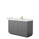 Wyndham Miranda 54" Single Bathroom Vanity In Dark Gray White Cultured Marble Countertop Undermount Square Sink Brushed Gold Trim WCF292954SGGWCUNSMXX