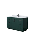 Wyndham Miranda 54" Single Bathroom Vanity In Green White Carrara Marble Countertop Undermount Square Sink Matte Black Trim WCF292954SGKCMUNSMXX