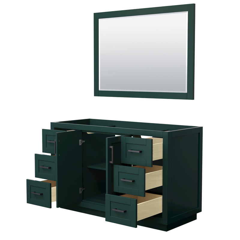 Wyndham Miranda 54" Single Bathroom Vanity In Green No Countertop No Sink Matte Black Trim 46" Mirror WCF292954SGKCXSXXM46