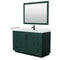 Wyndham Miranda 54" Single Bathroom Vanity In Green White Cultured Marble Countertop Undermount Square Sink Matte Black Trim 46" Mirror WCF292954SGKWCUNSM46