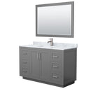 Wyndham Miranda 54" Single Bathroom Vanity In Dark Gray White Carrara Marble Countertop Undermount Square Sink Brushed Nickel Trim 46" Mirror WCF292954SKGCMUNSM46