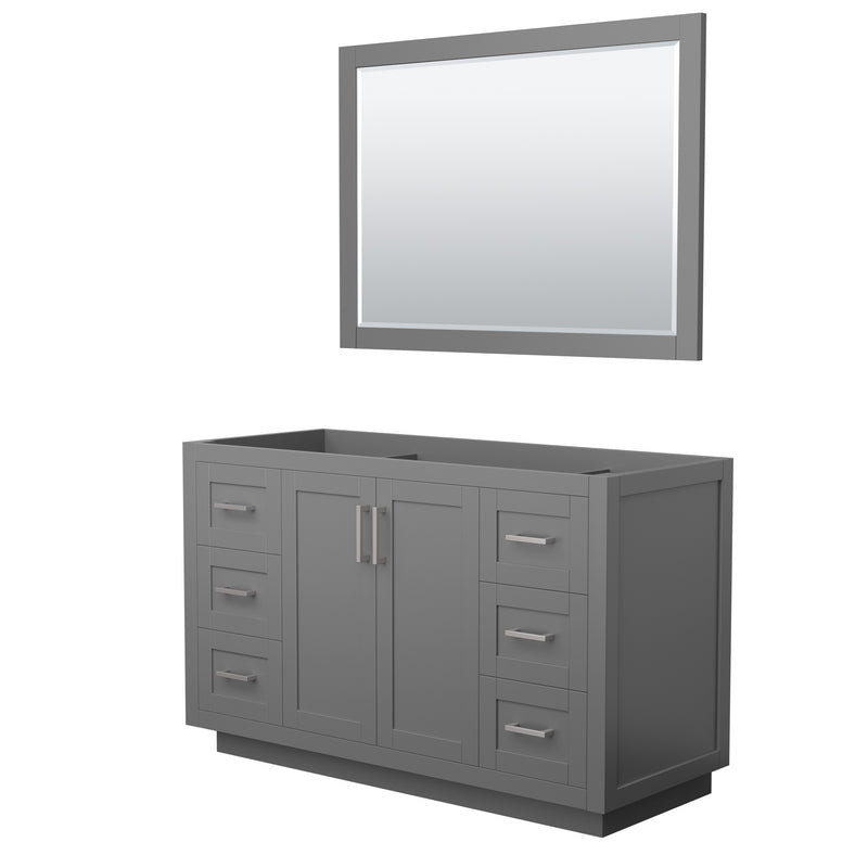 Wyndham Miranda 54" Single Bathroom Vanity In Dark Gray No Countertop No Sink Brushed Nickel Trim 46" Mirror WCF292954SKGCXSXXM46