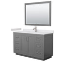 Wyndham Miranda 54" Single Bathroom Vanity In Dark Gray White Cultured Marble Countertop Undermount Square Sink Brushed Nickel Trim 46" Mirror WCF292954SKGWCUNSM46