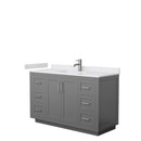 Wyndham Miranda 54" Single Bathroom Vanity In Dark Gray White Cultured Marble Countertop Undermount Square Sink Brushed Nickel Trim WCF292954SKGWCUNSMXX