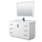 Wyndham Miranda 54" Single Bathroom Vanity In White White Carrara Marble Countertop Undermount Square Sink Matte Black Trim 46" Mirror WCF292954SWBCMUNSM46