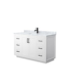 Wyndham Miranda 54" Single Bathroom Vanity In White White Carrara Marble Countertop Undermount Square Sink Matte Black Trim WCF292954SWBCMUNSMXX