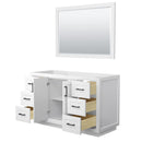 Wyndham Miranda 54" Single Bathroom Vanity In White No Countertop No Sink Matte Black Trim 46" Mirror WCF292954SWBCXSXXM46