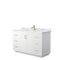 Wyndham Miranda 54" Single Bathroom Vanity In White White Carrara Marble Countertop Undermount Square Sink Brushed Gold Trim WCF292954SWGCMUNSMXX