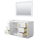 Wyndham Miranda 54" Single Bathroom Vanity In White No Countertop No Sink Brushed Gold Trim 46" Mirror WCF292954SWGCXSXXM46