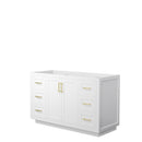 Wyndham Miranda 54" Single Bathroom Vanity In White No Countertop No Sink Brushed Gold Trim WCF292954SWGCXSXXMXX