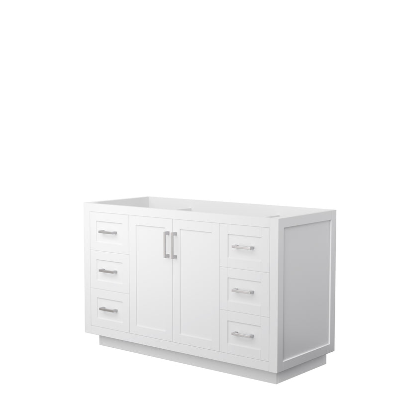 Wyndham Miranda 54" Single Bathroom Vanity In White No Countertop No Sink Brushed Nickel Trim WCF292954SWHCXSXXMXX