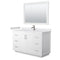 Wyndham Miranda 54" Single Bathroom Vanity In White White Cultured Marble Countertop Undermount Square Sink Brushed Nickel Trim 46" Mirror WCF292954SWHWCUNSM46