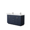 Wyndham Miranda 60" Double Bathroom Vanity In Dark Blue Light-Vein Carrara Cultured Marble Countertop Undermount Square Sinks Brushed Nickel Trims And No Mi WCF292960DBNC2UNSMXX