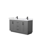 Wyndham Miranda 60" Double Bathroom Vanity In Dark Gray White Cultured Marble Countertop Undermount Square Sinks Black Trims And No Mirror WCF292960DGBWCUNSMXX