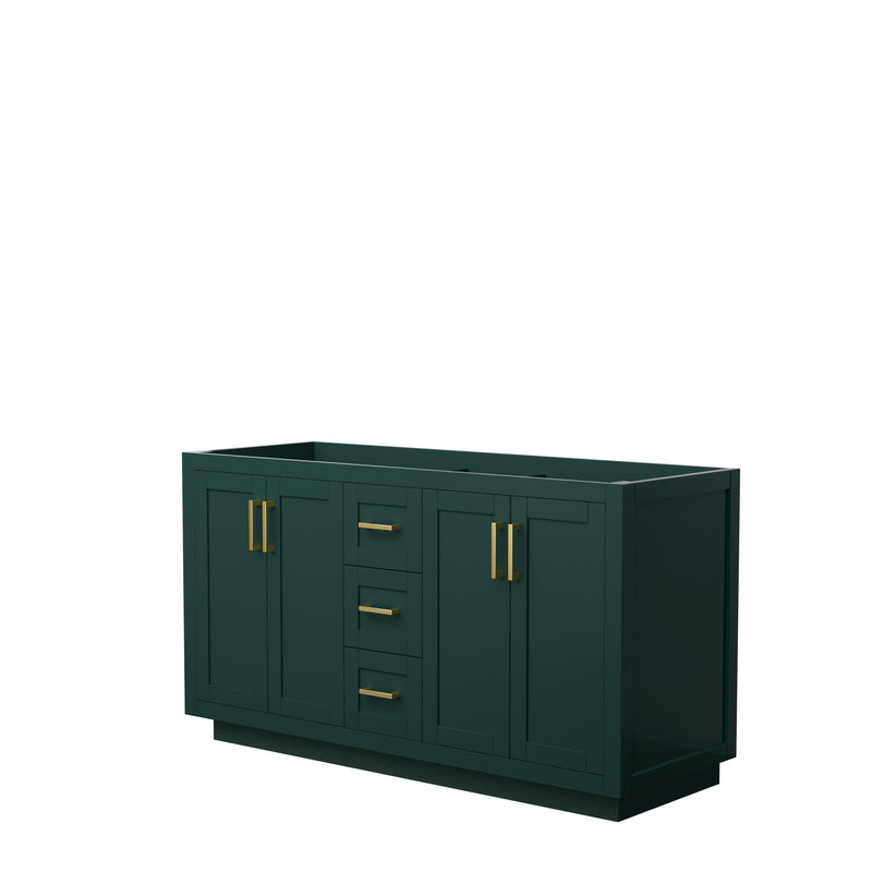 Wyndham Miranda 60" Double Bathroom Vanity In Green No Countertop No Sink Brushed Gold Trim WCF292960DGDCXSXXMXX