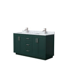 Wyndham Miranda 60" Double Bathroom Vanity In Green White Carrara Marble Countertop Undermount Square Sinks Brushed Nickel Trim WCF292960DGECMUNSMXX