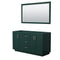 Wyndham Miranda 60" Double Bathroom Vanity In Green No Countertop No Sink Brushed Nickel Trim 58" Mirror WCF292960DGECXSXXM58