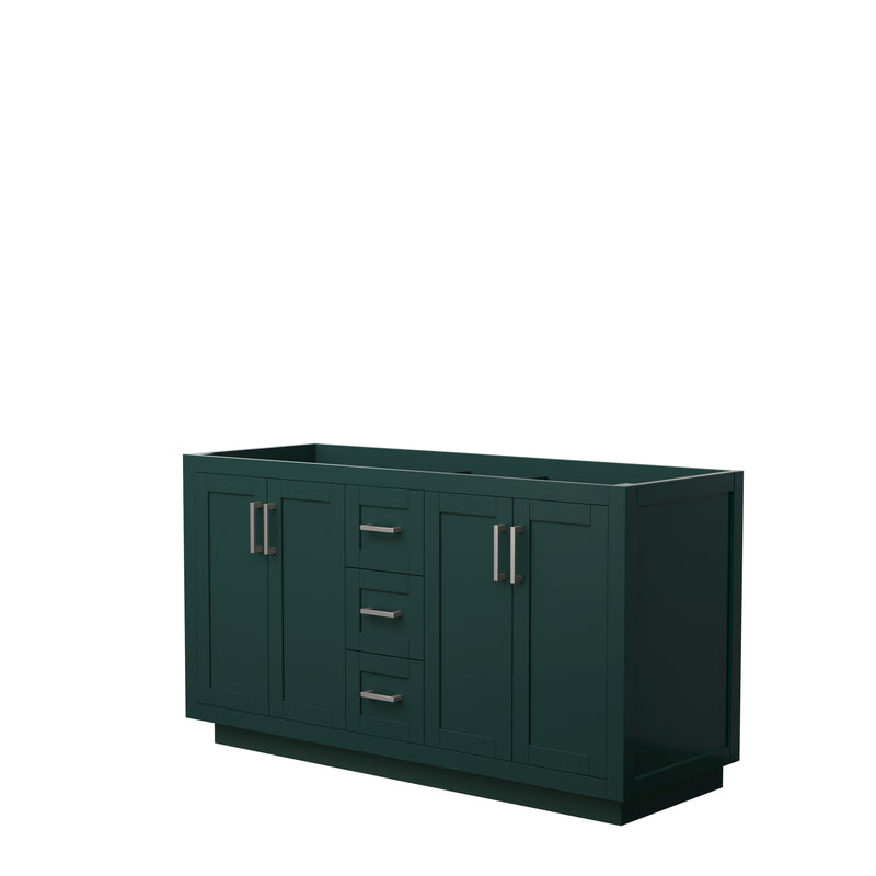 Wyndham Miranda 60" Double Bathroom Vanity In Green No Countertop No Sink Brushed Nickel Trim WCF292960DGECXSXXMXX