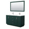 Wyndham Miranda 60" Double Bathroom Vanity In Green 1.25" Thick Matte White Solid Surface Countertop Integrated Sinks Brushed Nickel Trim 58" Mirror WCF292960DGEK1INTM58