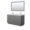 Wyndham Miranda 60" Double Bathroom Vanity In Dark Gray White Carrara Marble Countertop Undermount Square Sinks Brushed Gold Trims And 58" Mirror WCF292960DGGCMUNSM58