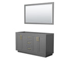 Wyndham Miranda 60" Double Bathroom Vanity In Dark Gray No Countertop No Sink Brushed Gold Trims And 58" Mirror WCF292960DGGCXSXXM58