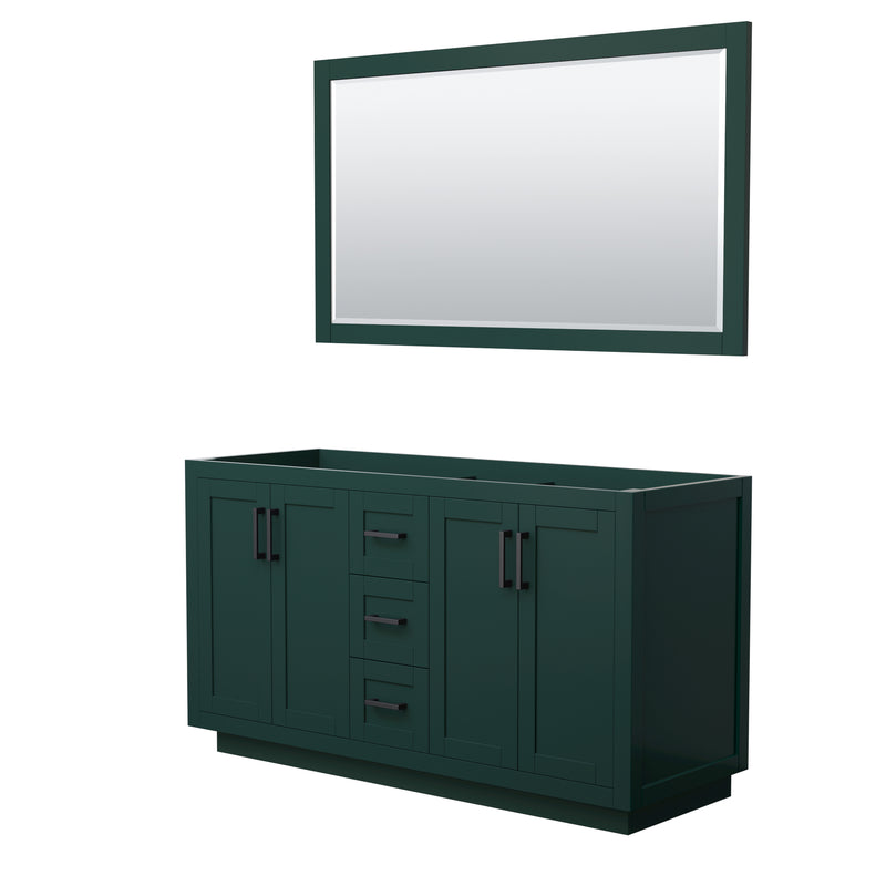 Wyndham Miranda 60" Double Bathroom Vanity In Green No Countertop No Sink Matte Black Trim 58" Mirror WCF292960DGKCXSXXM58