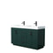 Wyndham Miranda 60" Double Bathroom Vanity In Green 4" Thick Matte White Solid Surface Countertop Integrated Sinks Matte Black Trim WCF292960DGKK4INTMXX