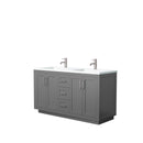 Wyndham Miranda 60" Double Bathroom Vanity In Dark Gray Matte White Solid Surface In 1.25" Thickness Integrated Sinks Brushed Nickel Trims And No Mirror WCF292960DKGK1INTMXX