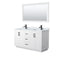 Wyndham Miranda 60" Double Bathroom Vanity In White White Carrara Marble Countertop Undermount Square Sinks Black Trims And 58" Mirror WCF292960DWBCMUNSM58