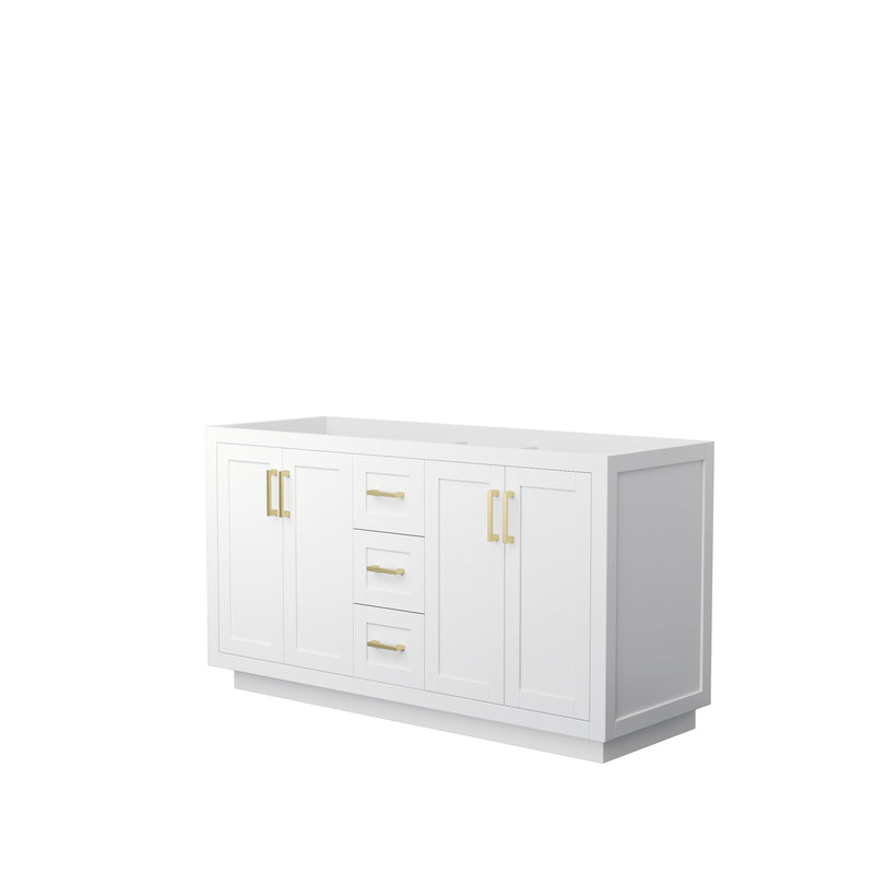 Wyndham Miranda 60" Double Bathroom Vanity In White No Countertop No Sink Brushed Gold Trims And No Mirror WCF292960DWGCXSXXMXX