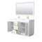 Wyndham Miranda 60" Double Bathroom Vanity In White Matte White Solid Surface In 4" Thickness Integrated Sinks Brushed Gold Trims and 58" Mirror WCF292960DWGK4INTM58