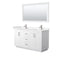 Wyndham Miranda 60" Double Bathroom Vanity In White Light-Vein Carrara Cultured Marble Countertop Undermount Square Sinks Brushed Nickel Trims And 58" Mirro WCF292960DWHC2UNSM58