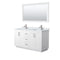 Wyndham Miranda 60" Double Bathroom Vanity In White White Carrara Marble Countertop Undermount Square Sinks Brushed Nickel Trims And 58" Mirror WCF292960DWHCMUNSM58