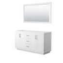 Wyndham Miranda 60" Double Bathroom Vanity In White No Countertop No Sink Brushed Nickel Trims And 58" Mirror WCF292960DWHCXSXXM58