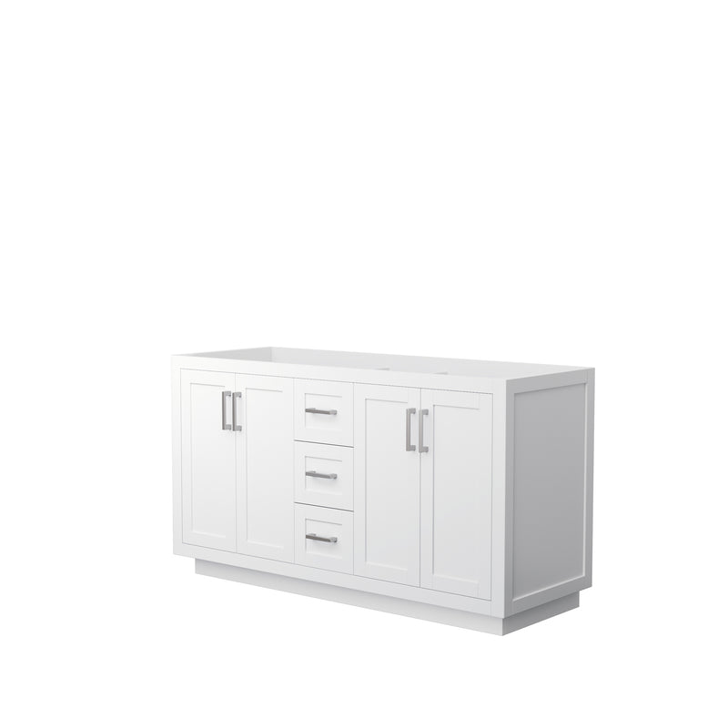 Wyndham Miranda 60" Double Bathroom Vanity In White No Countertop No Sink Brushed Nickel Trims And No Mirror WCF292960DWHCXSXXMXX