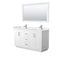 Wyndham Miranda 60" Double Bathroom Vanity In White White Cultured Marble Countertop Undermount Square Sinks Brushed Nickel Trims And 58" Mirror WCF292960DWHWCUNSM58